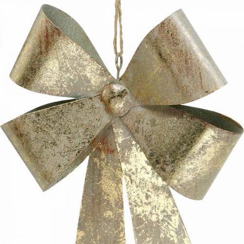 Article Boucles en métal, pendentif de Noël, décoration de l'Avent doré, aspect antique H18cm L12.5cm 2pcs