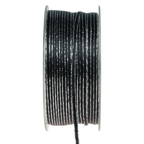 Floristik24 Fil de ruban cadeau ruban noir argent 3mm 100m