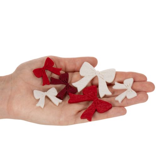 Lot de 48 nœuds en bois décoratifs rouges, blancs et bordeaux pour Noël, 5 cm | Floristik24.fr