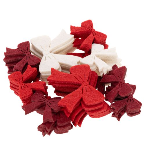 Lot de 48 nœuds en bois décoratifs rouges, blancs et bordeaux pour Noël, 5 cm | Floristik24.fr
