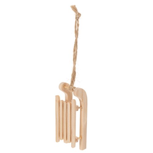 Lot de 6 petits traîneaux décoratifs en bois naturel avec ficelle, 6 cm | Floristik24.fr
