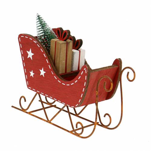 Luge en bois rouge 15,5cm x 15cm x 6cm