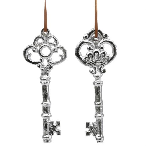 Floristik24 Clé argent à accrocher 15.5cm 2pcs