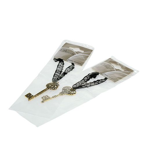 Floristik24 Clé dorée à suspendre 7 cm, style antique 2 p.