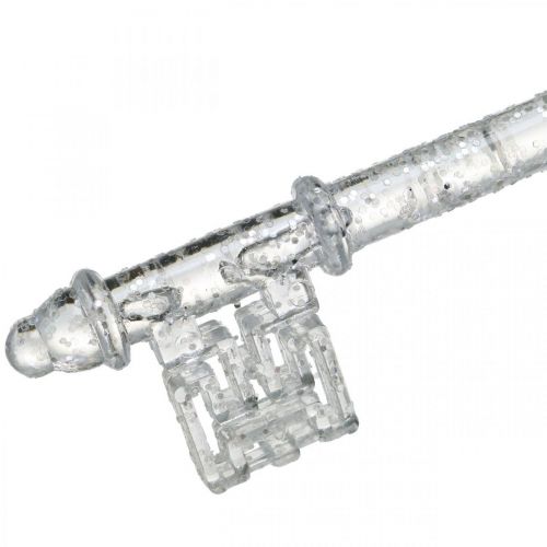 Floristik24 Clé de décoration de sapin de Noël, Avent, pendentif arbre à paillettes transparent / argent L14.5cm plastique 12pcs