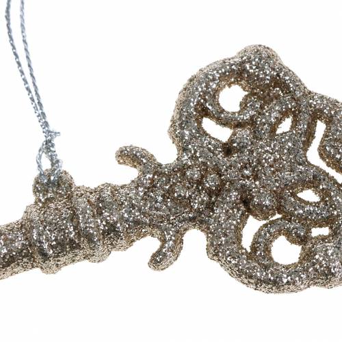 Floristik24 Décoration sapin de Noël Clé Champagne avec paillettes 14,5cm 12pcs
