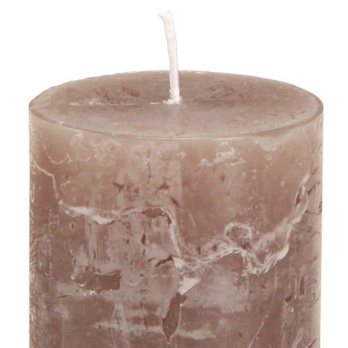 Floristik24 Bougies à pilier étroit en marron 3 couleurs 50x100mm 12 pcs