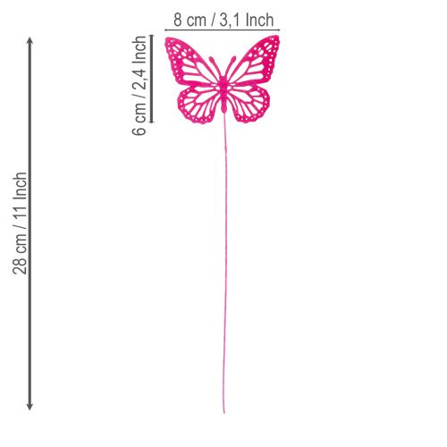 Article Papillons décoratifs sur tiges, pour apporter une touche délicate à vos tables et jardinières, 8 cm, lot de 18.