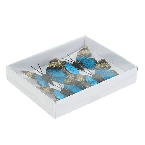 Floristik24 Papillon bleu 7,5cm brillant 4P
