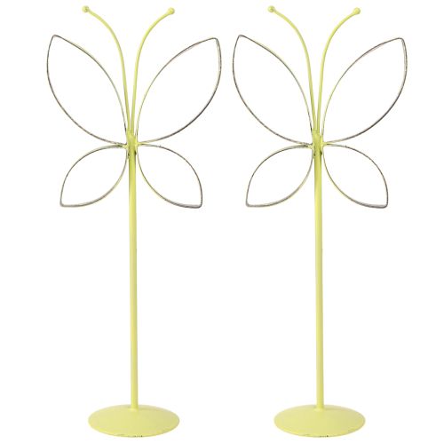 Article Support décoratif en métal papillon vert doré H29cm 2 pcs