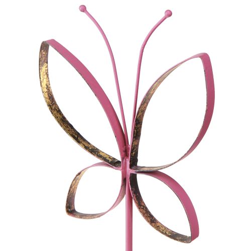 Article Décoration Métal Papillon Printemps Fuchsia Doré H35cm 2 pcs