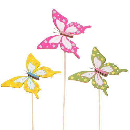 Floristik24 Piques à fleurs, fournitures de loisirs créatifs, motif papillon pour décorer les emballages cadeaux, 28,5 cm, lot de 12