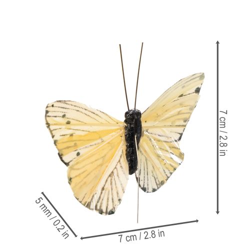 Article Papillons décoratifs sur fil de fer pour décoration de table colorée, 7 cm, lot de 12