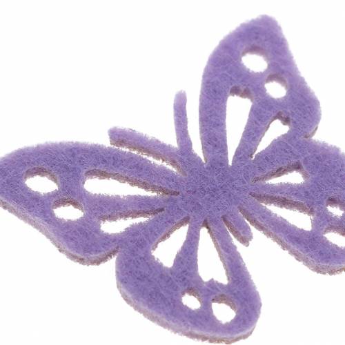 Article Décoration de table papillon en feutre violet blanc assorti 3,5x4,5cm 54 pièces