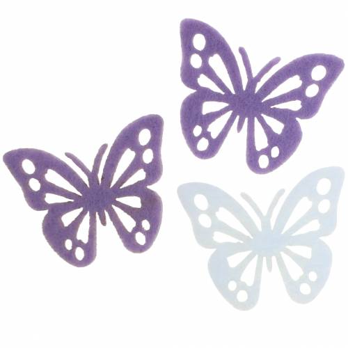 Décoration de table papillon en feutre violet blanc assorti 3,5x4,5cm 54 pièces