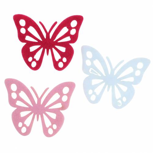 Floristik24 Papillon en feutre rose bonbon/blanc/rose 3,5x4,5cm 54 pcs