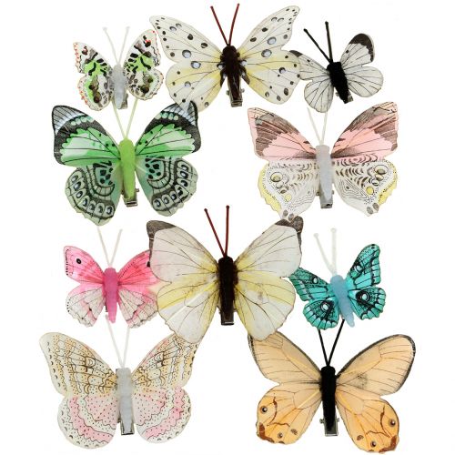 Floristik24 Papillon déco sur clip trié 5cm - 8cm 10pcs