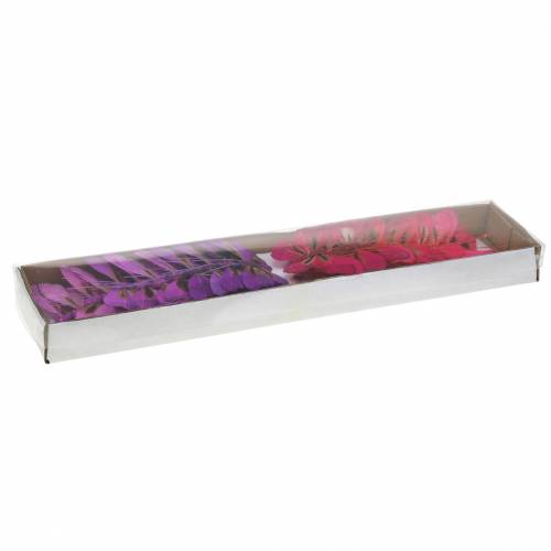 Papillon plume avec fil 7cm rose lilas 24pcs