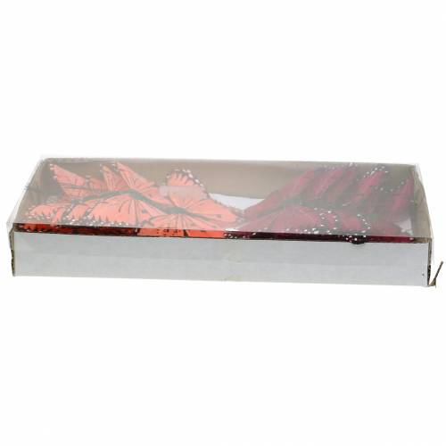 Floristik24 Plume papillon avec fil couleur saumon et violet 10cm 12 p