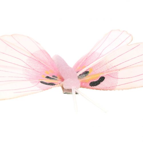 Floristik24 Papillon sur le clip Rosa 8cm 8pcs