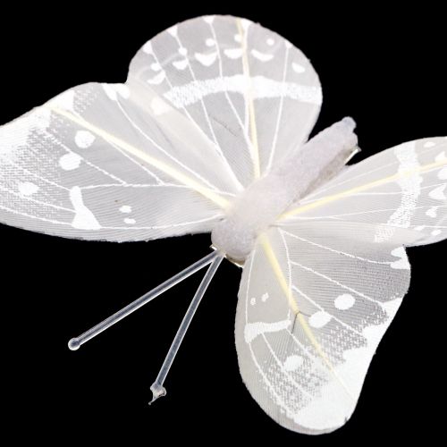 Article Papillon sur le clip Blanc 8cm 8pcs