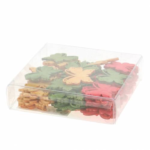 Floristik24 Décoration papillon bois orange, jaune, vert 4cm 72 pcs