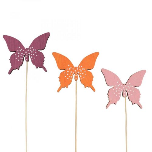 Bouchon de fleur en bois papillon coloré 9cm/29cm 12pcs