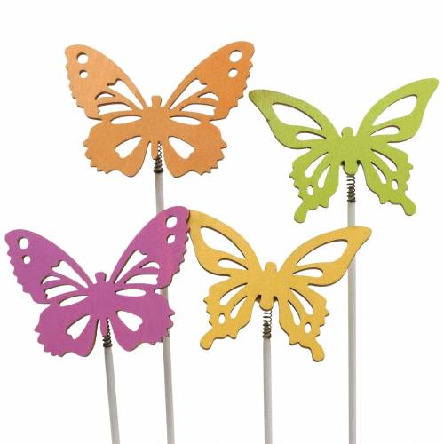 Floristik24 Clous fleurs papillon bois 7x5.5cm 12pcs assortis