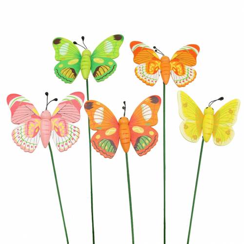 Floristik24 Bouchon fleur papillon bois trié 7.5cm 16pcs