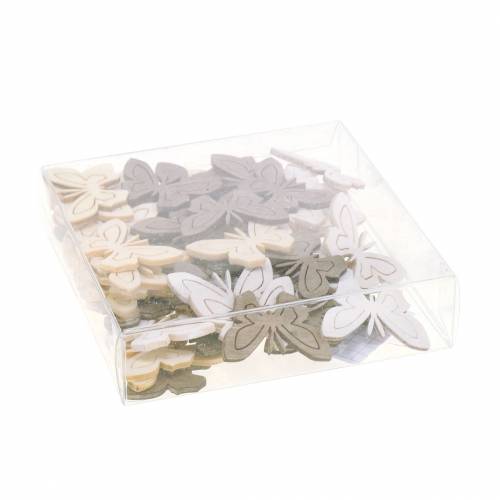Floristik24 Papillon Bois Blanc, Crème, Marron Assorti 4cm 72 pcs Décoration de Table Printemps