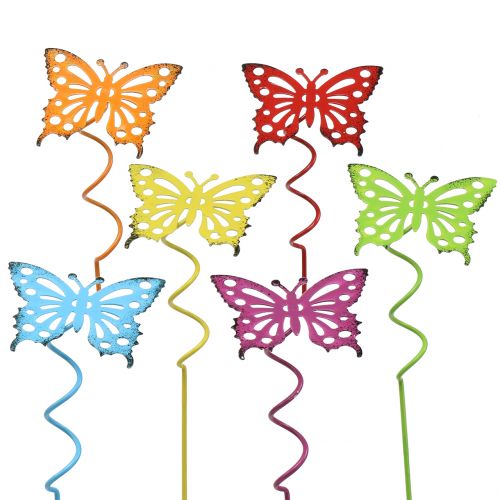 Floristik24 Bouchon de fleur papillon coloré 22cm 12 pcs