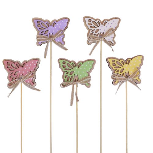 Floristik24 Bouchons de fleurs décoration printanière papillons en bois 6cm 10pcs