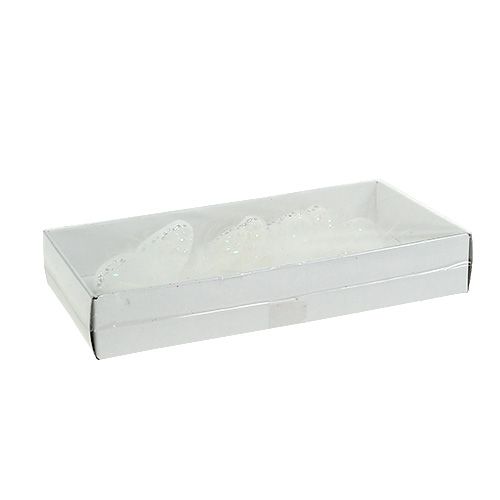 Floristik24 Papillons blanc 8cm avec du glitter 6P