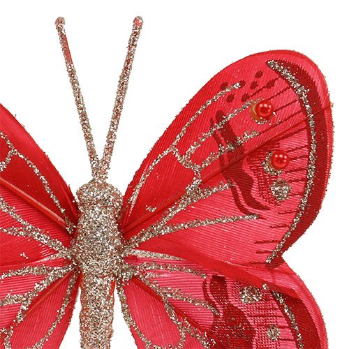 Floristik24 Papillon 7cm rouge, glitter 4P