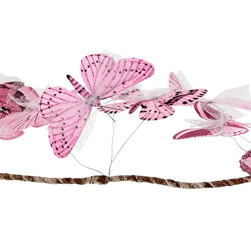 Floristik24 Guirlande papillon rose 154cm