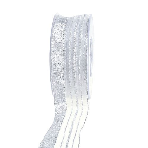 Floristik24 Bande de lurex décorative argentée 40mm 20m