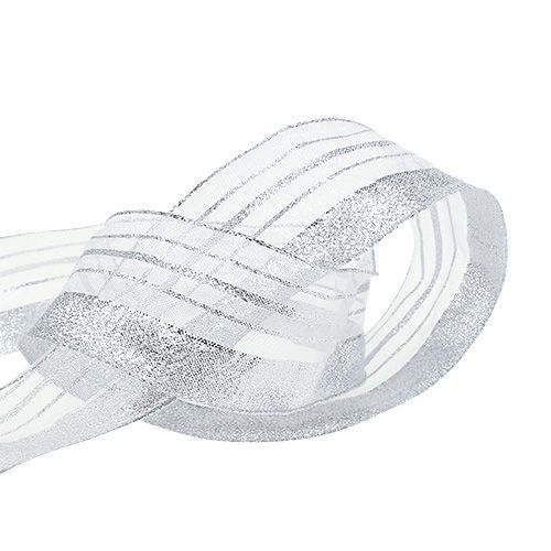 Floristik24 Bande de lurex décorative argentée 40mm 20m