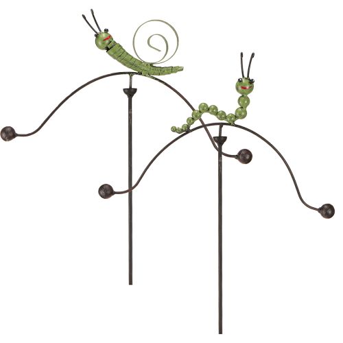 Article Carillon à vent chenille escargot piquet de jardin métal H67cm 2pcs