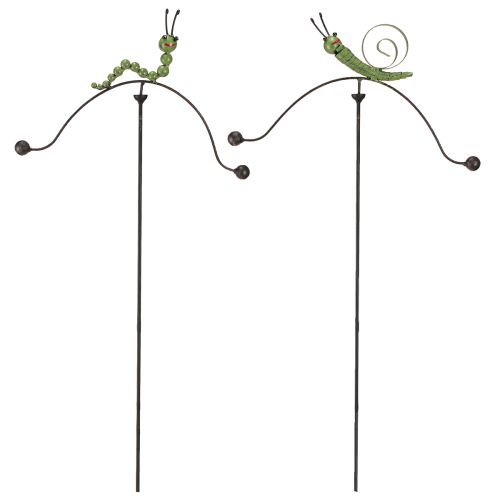 Article Carillon à vent chenille escargot piquet de jardin métal H67cm 2pcs