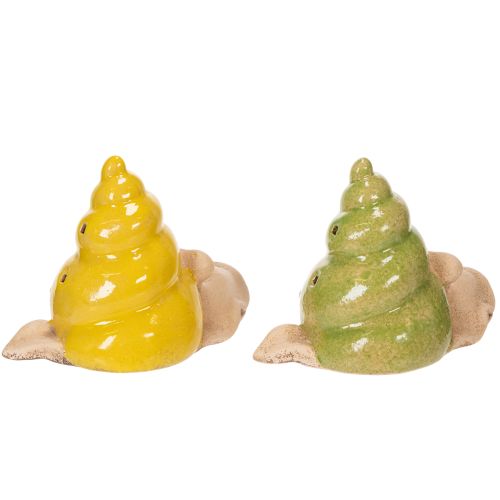 Article Escargot décoratif en céramique avec éclairage LED. Décoration de table amusante pour la maison et le balcon. 12 cm, lot de 2.