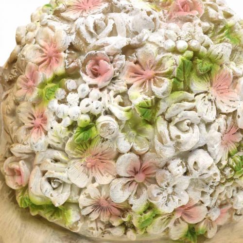 Floristik24 Escargot à décor fleuri, animal du jardin, escargot déco, décoration d'été marron/rose/vert H13.5cm L19cm
