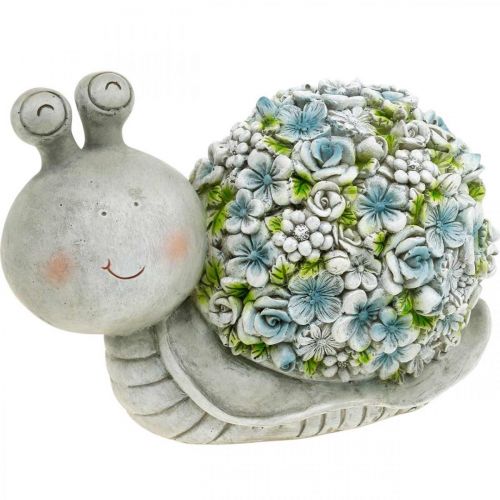 Floristik24 Fleur Animal Escargot Avec Fleurs Décoration De Printemps Décoration De Jardin Gris/Bleu/Vert H13.5cm L19cm