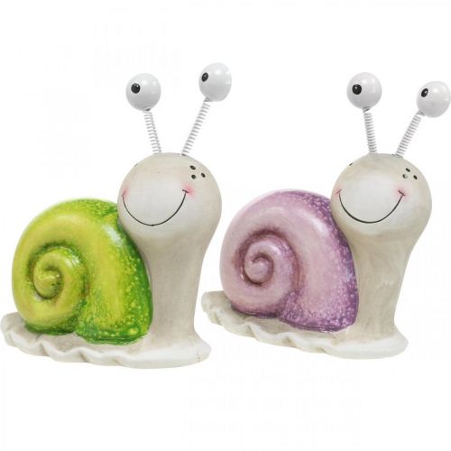 Paire d&#39;escargots, figurines décoratives à poser, céramique, vert/violet 2pcs