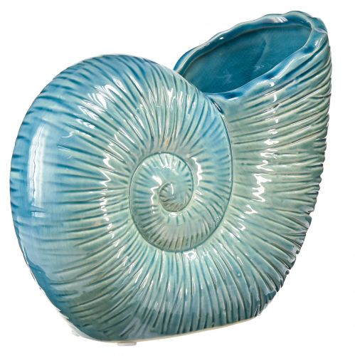 Floristik24 Vase décoratif escargot vase à fleurs céramique bleue L18cm
