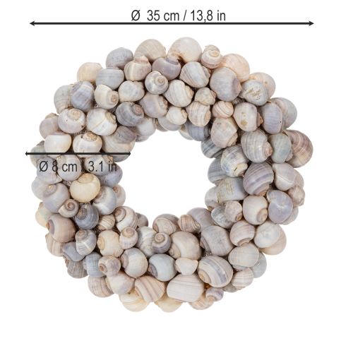 Article Couronne d'escargots à suspendre, couronne décorative, style marin, Nathai, Ø35cm