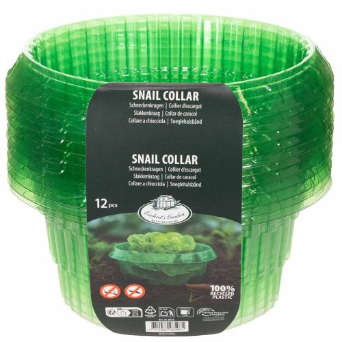 Lot de 12 collerettes anti-limaces en plastique recyclé certifié GRS, transparentes, diamètre 23 cm | Floristik24.fr
