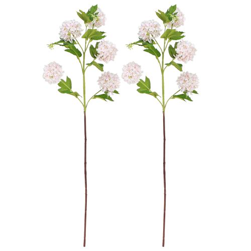 Article Plante boule de neige fleurs artificielles rose blanc L78cm 2pcs