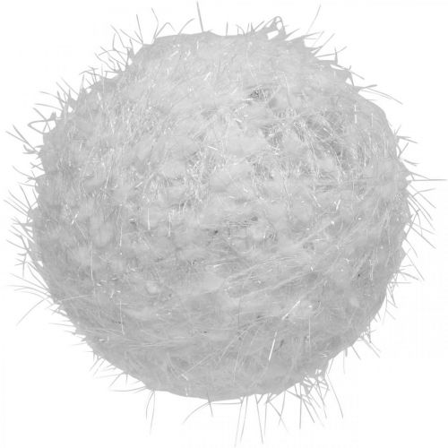 Floristik24 Boule de décoration d'hiver boule de neige laine blanche Ø10cm 4pcs
