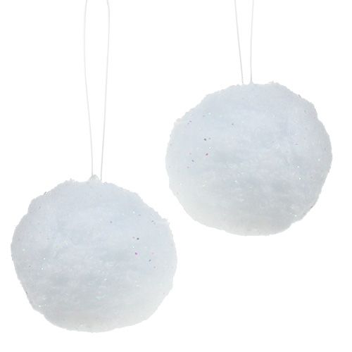 Floristik24 Boule de neige avec mica 8cm 4pcs