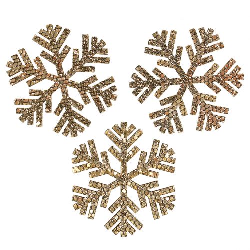 Floristik24 Flocon de neige Or Décoration de Noël Ø4cm 48pcs